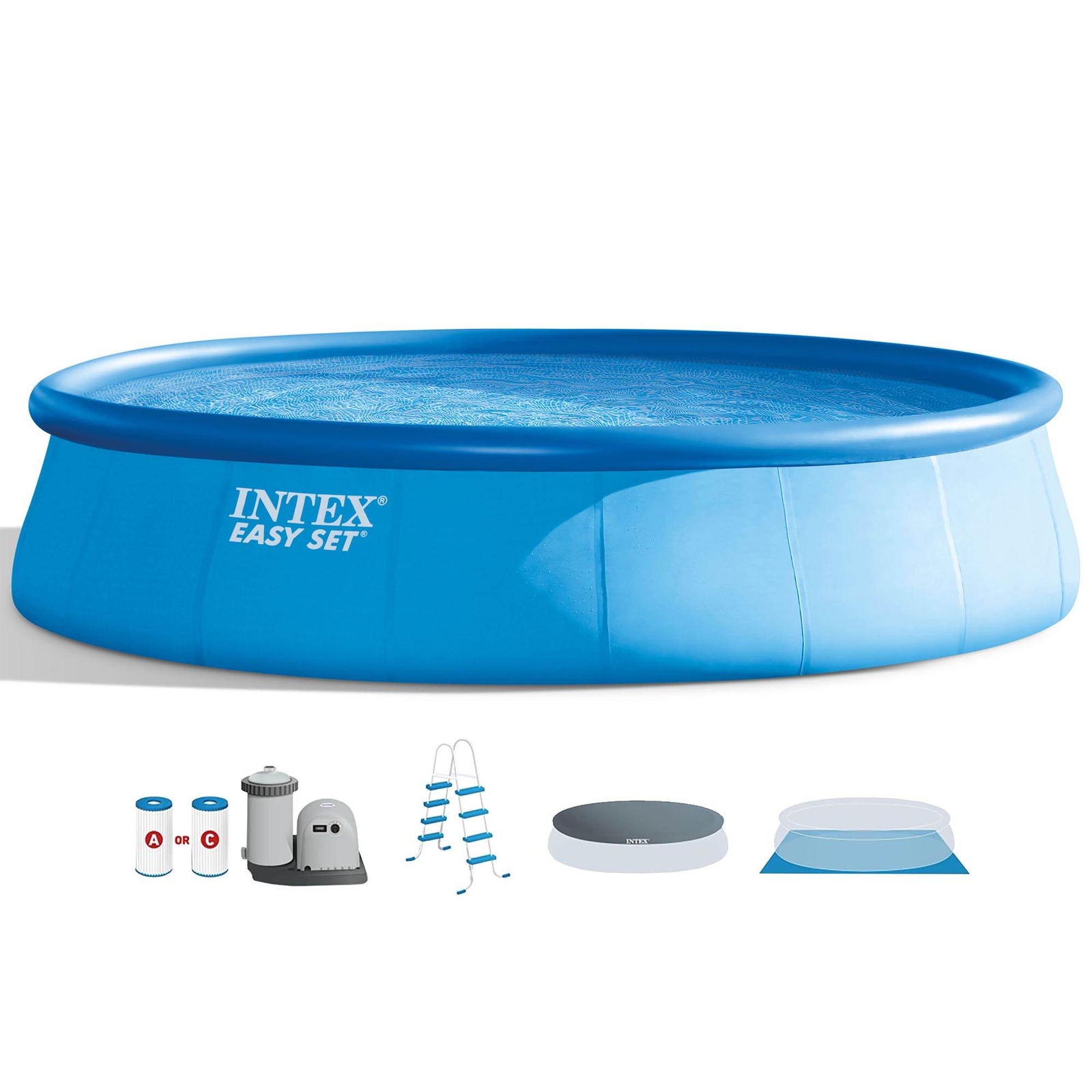 Intex 18' x 48" Inflatable Round Above Ground Swimming Pool Set (Open Box) gallery