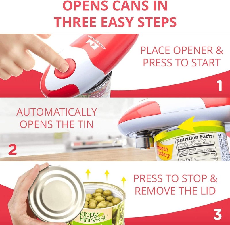 Kitchen Mama Automatic Can Opener Effortless Hands Free Kitchen Gadget Red gallery