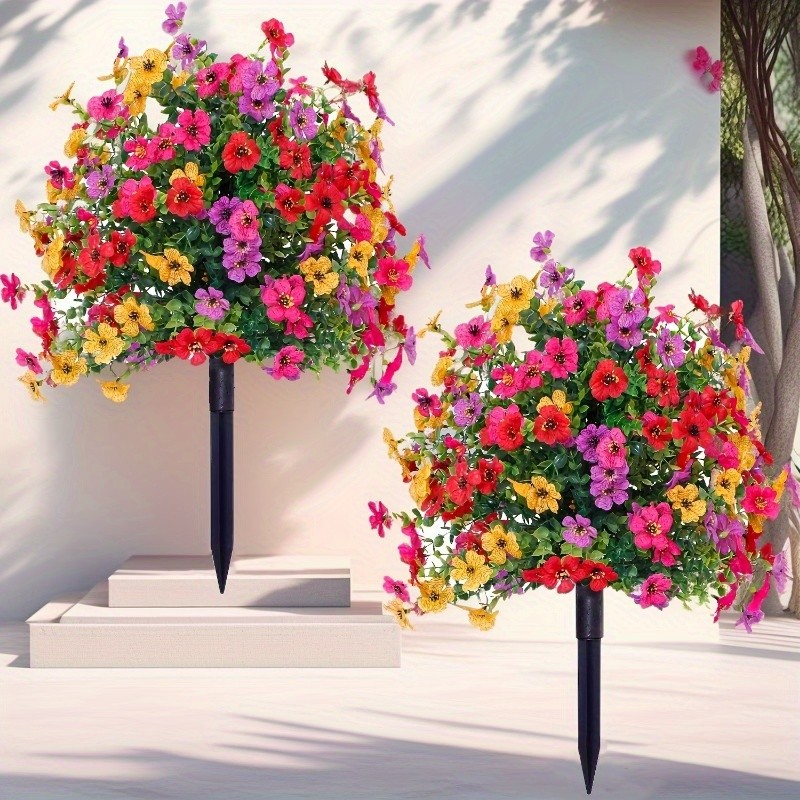 Artificial Violet Flowers with Ground Spike Fake Plants Garden Patio Yard Decor gallery