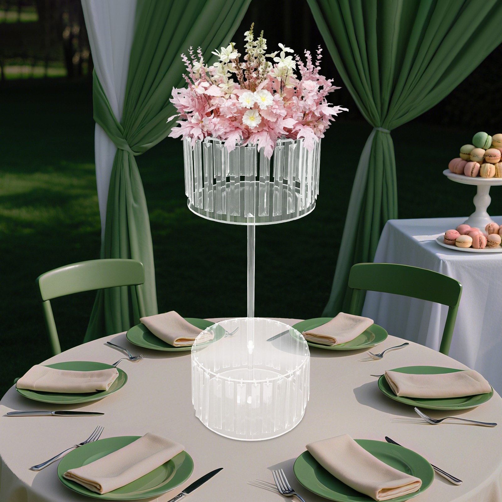 30*75cm Acrylic Flower Rack,2-tier Flower Stand With Hanging Pendants Forwedding gallery