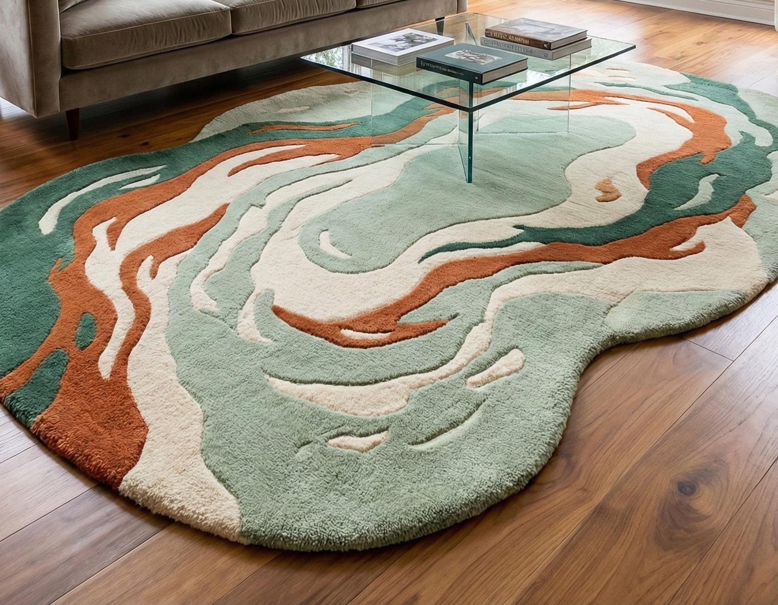Handmade Rug | Irregular Rug | Wool Rugs | Living Room Rug | Tufted A293 gallery