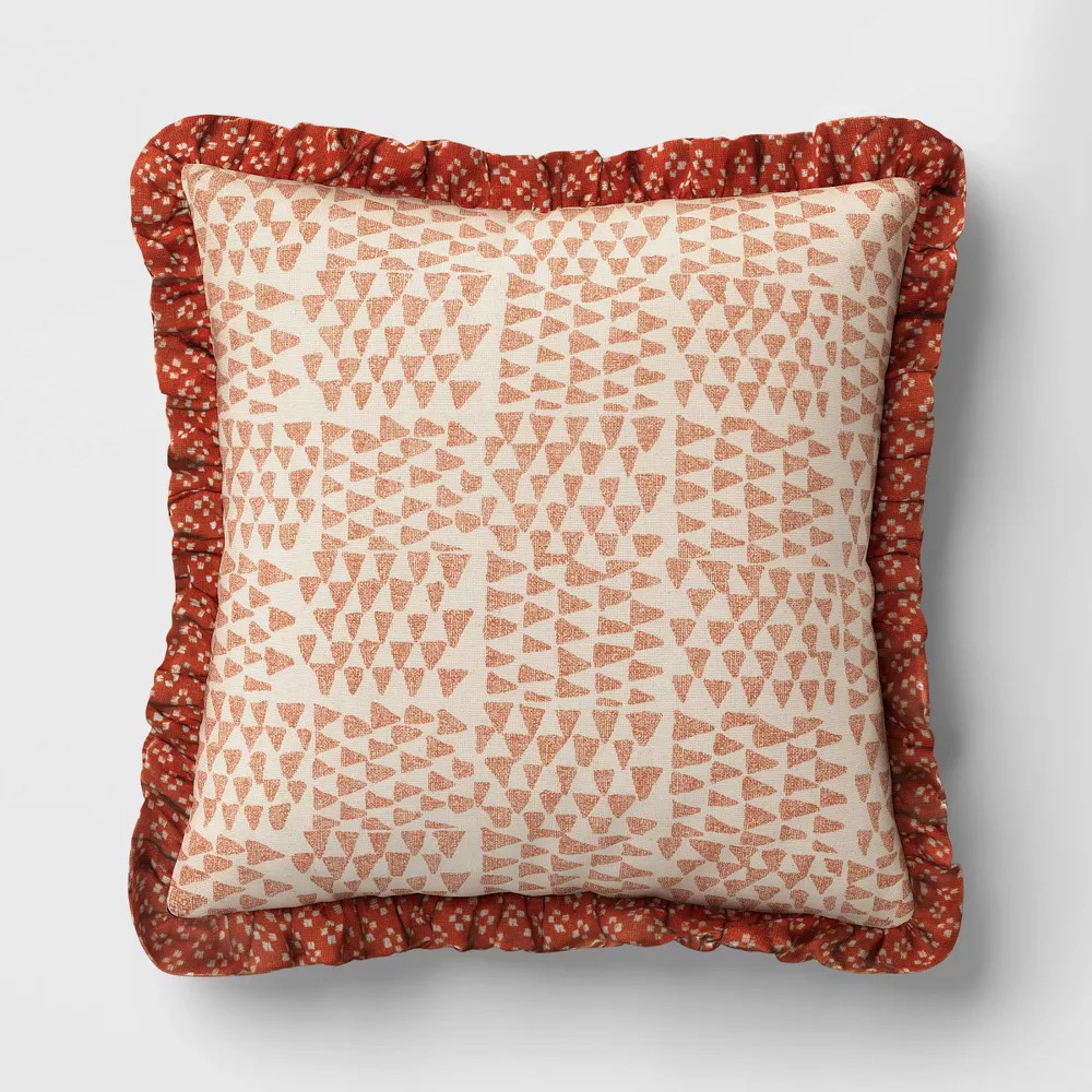 Square Pumpkin Pillow with Printed Reverse and Ruffle Trim - Threshold gallery