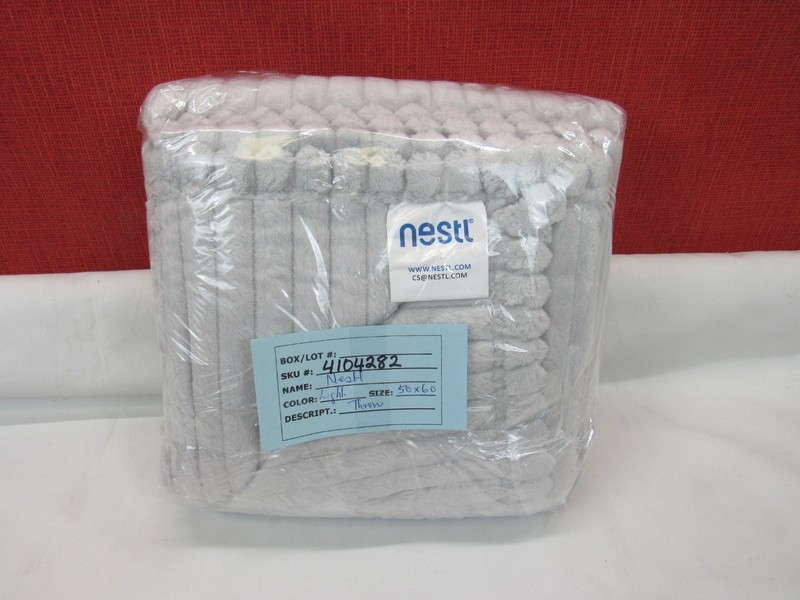 Nestl Cut Plush Lightweight Super Soft Luxury Bed Throw, 50" X 60"-Light Grey gallery