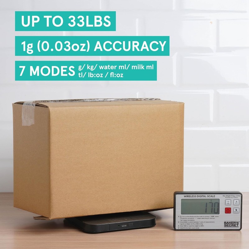 Kitchen Scale 33lbs Wireless Display 2X Magnets Support USB-C Charging gallery