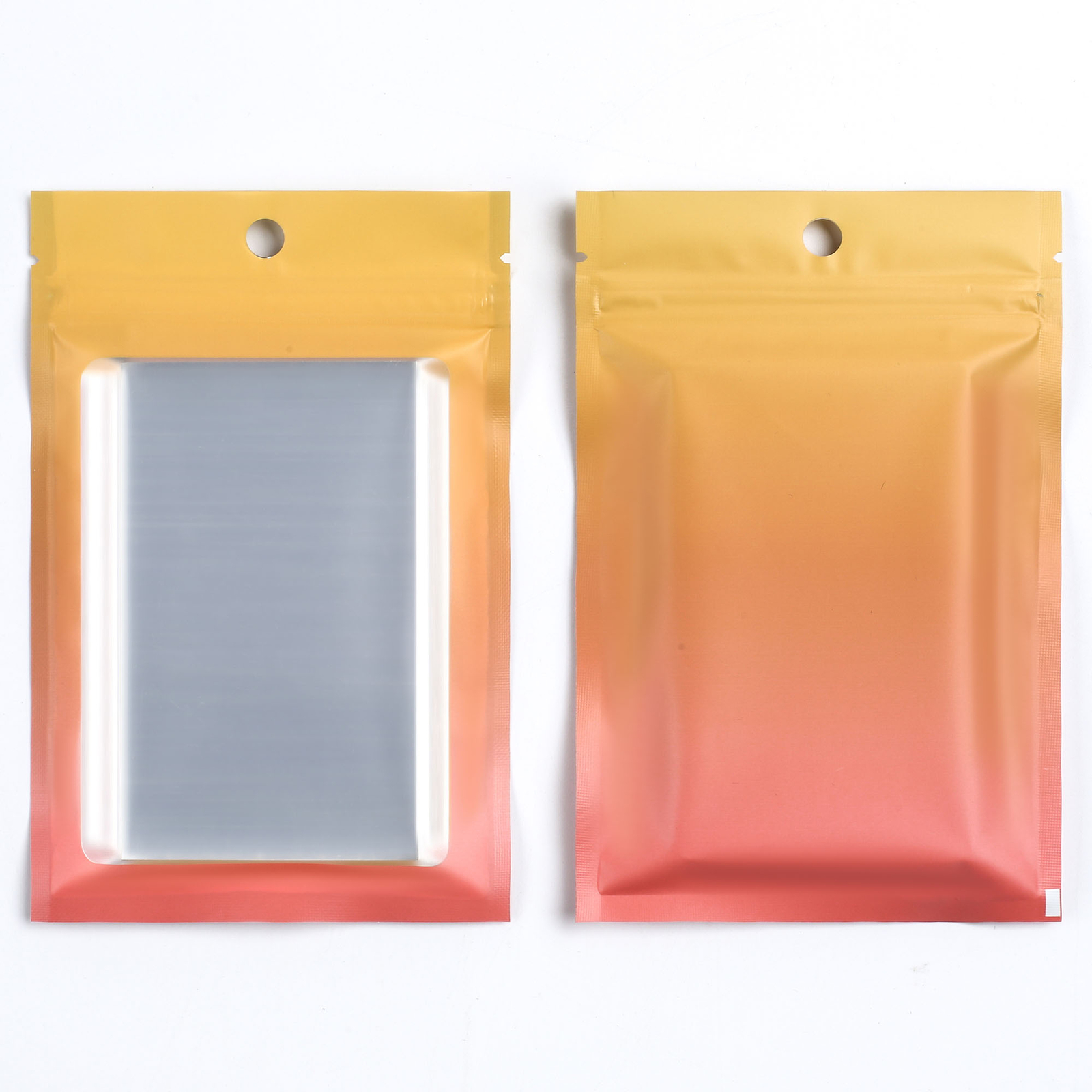 100/200/500 Gradient Orange Window Flat Resealable Zip Seal Bags with Hang Hole gallery