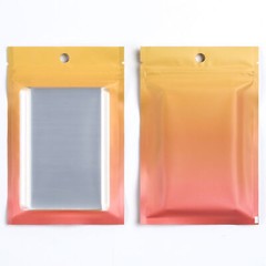 100/200/500 Gradient Orange Window Flat Resealable Zip Seal Bags with Hang Hole