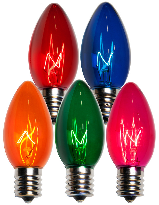 25 C9 Multi-Color Transparent Replacement Christmas Light Bulbs Holiday Wedding gallery