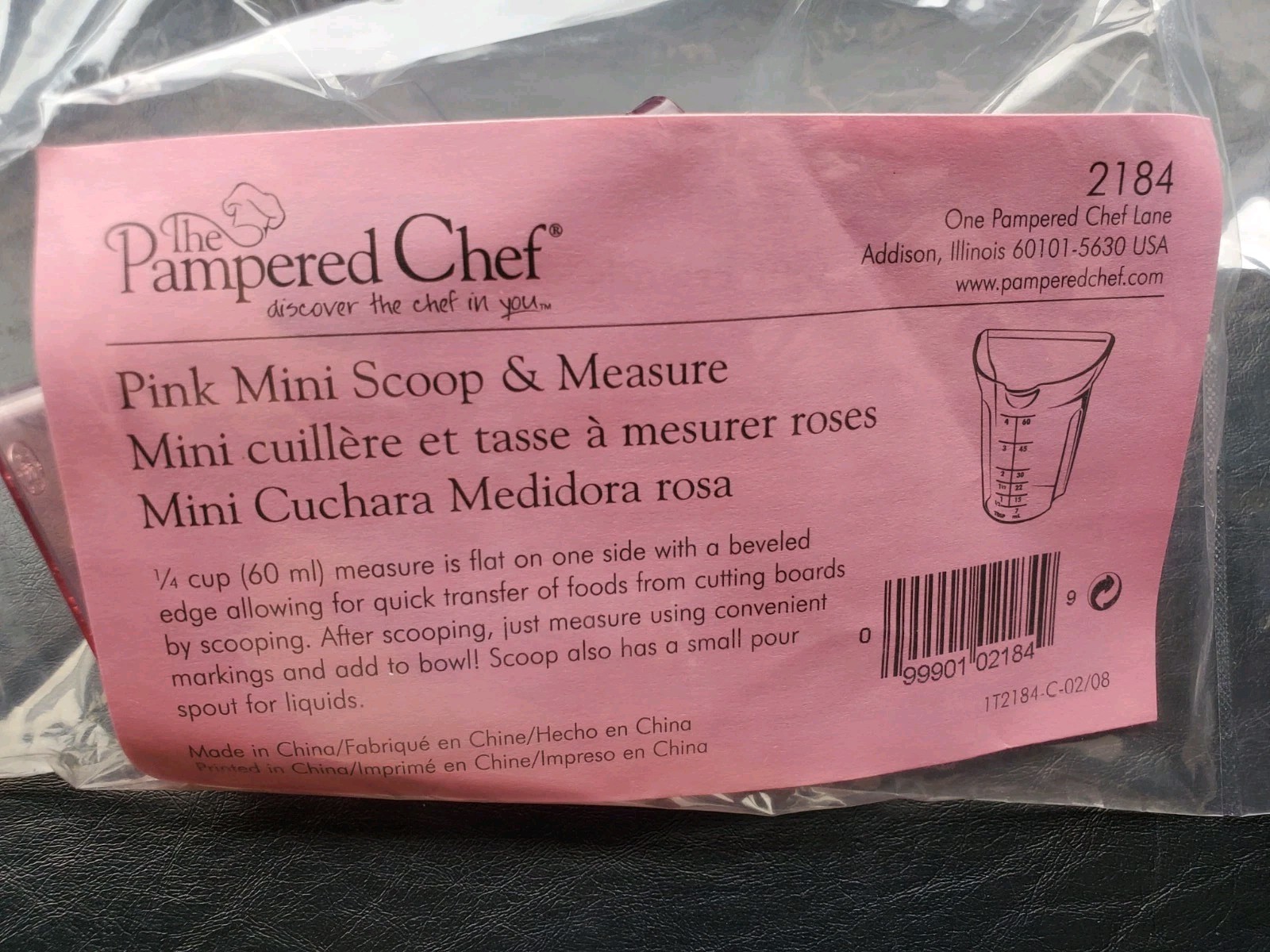 Pampered Chef Pink Mini Scoop & Measure 1/4 Cup 4 Tbsp Help Whip Cancer NIP gallery