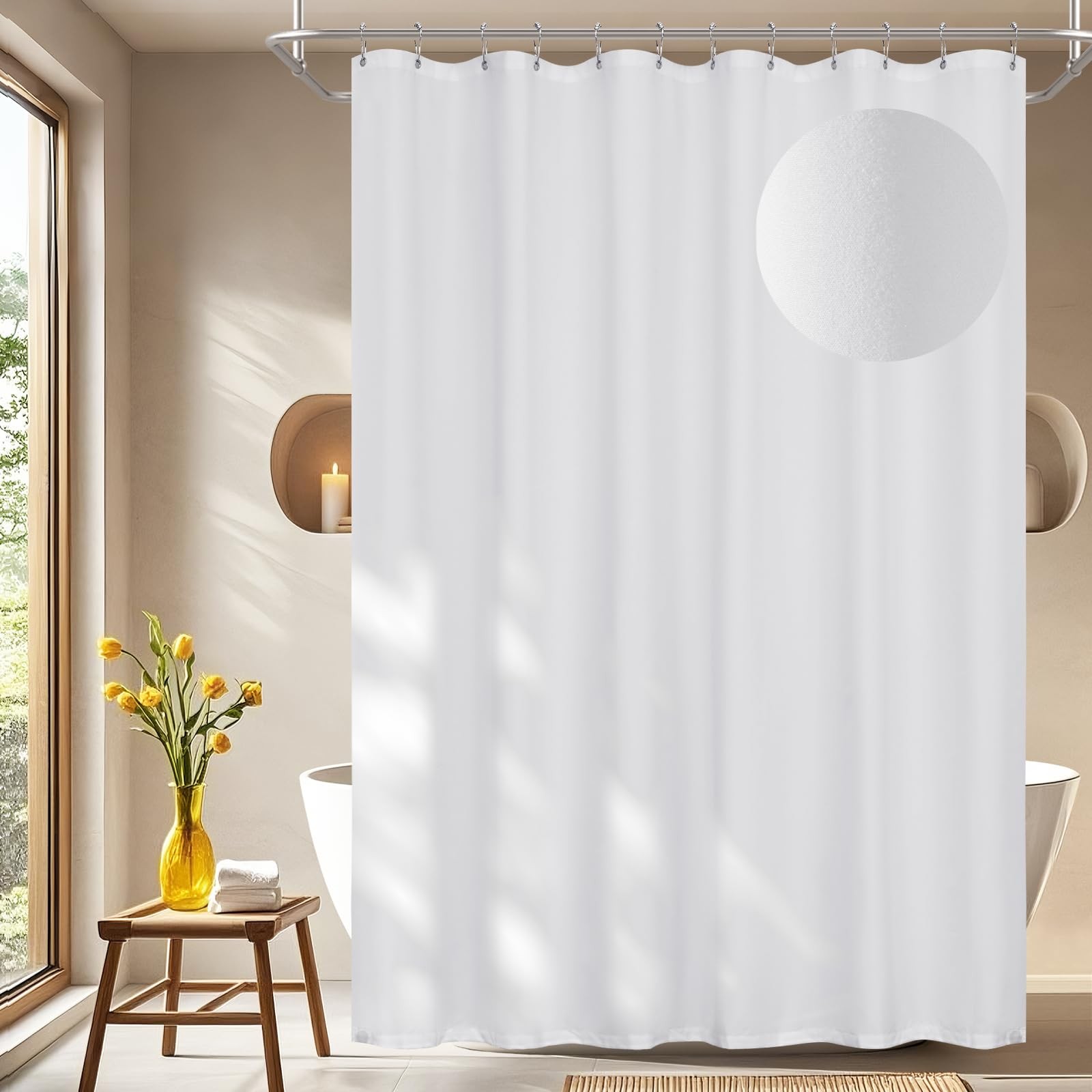 Waterproof Soft Microfiber Shower Curtain TPU Backed Lightweight, 72 x 76 Inc... gallery