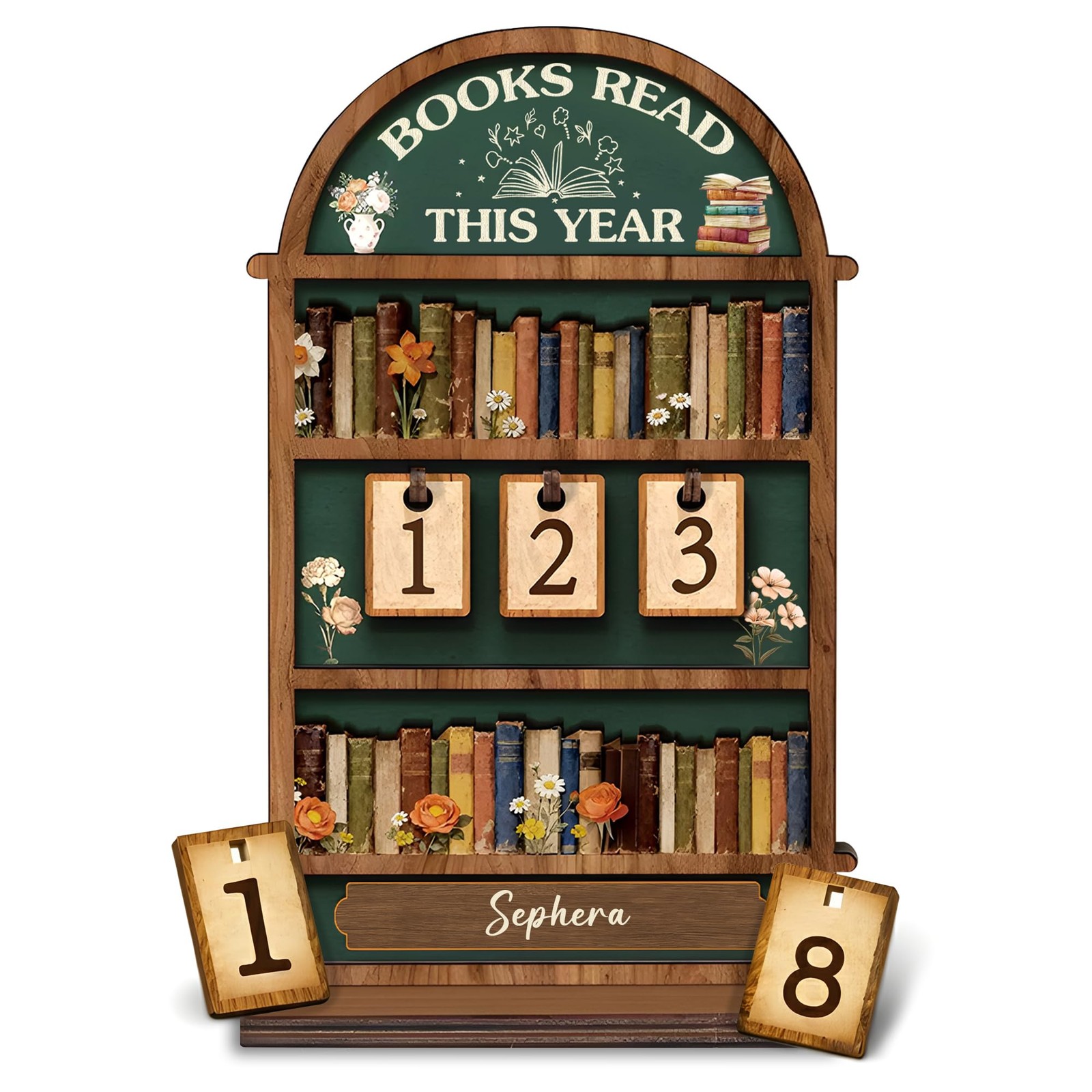 Books Read This Year Tracker Sign – Wooden Reading Counter Shelf Decor, Thoug... gallery