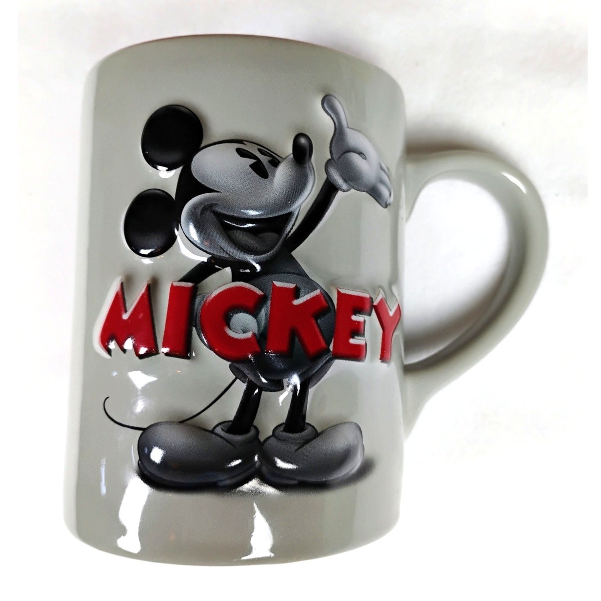 Disney Mickey Mouse Gray Embossed Ceramic Mug Raised Relief Coffee Cup gallery