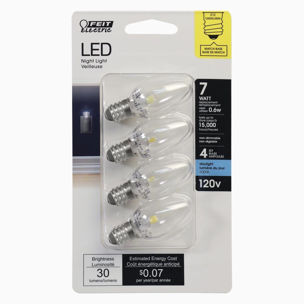 7-Watt Equivalent C7 Daylight White LED Night Light Replacement Bulb - 4 Pack gallery