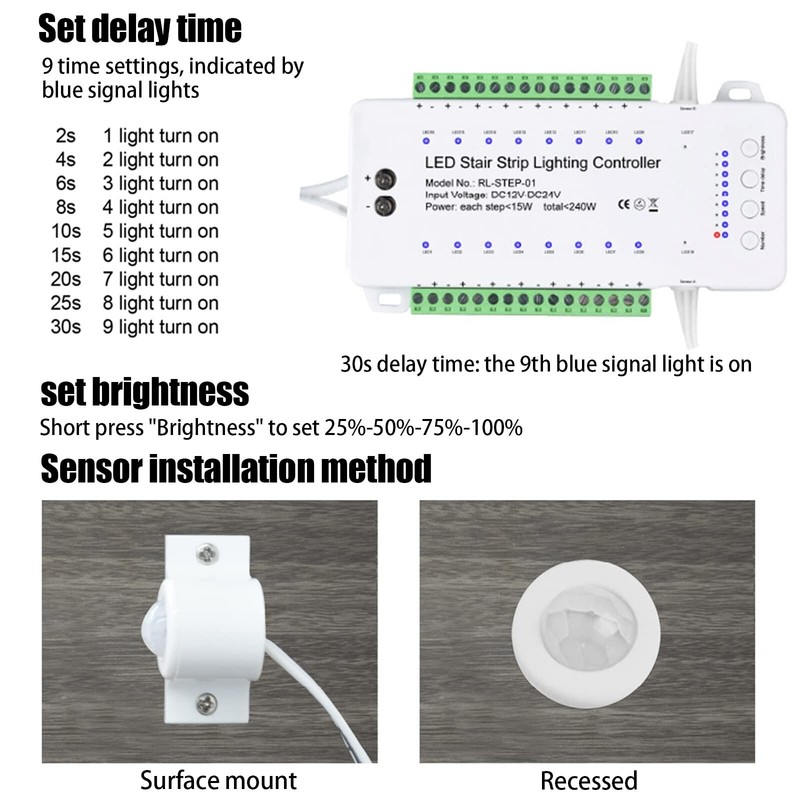 16 Channel LED Motion Sensor Stair Light Controller Automatic Stairway LED Co... gallery