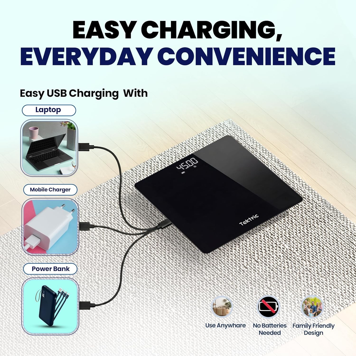 Digital Bathroom Scale for Body Weight - Recharable Weight Scale for gallery