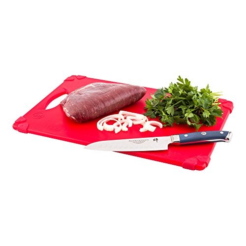 -12" x 18" Durable Plastic Cutting Board - Rubber Corner Grips 18"L x 12"W Red gallery