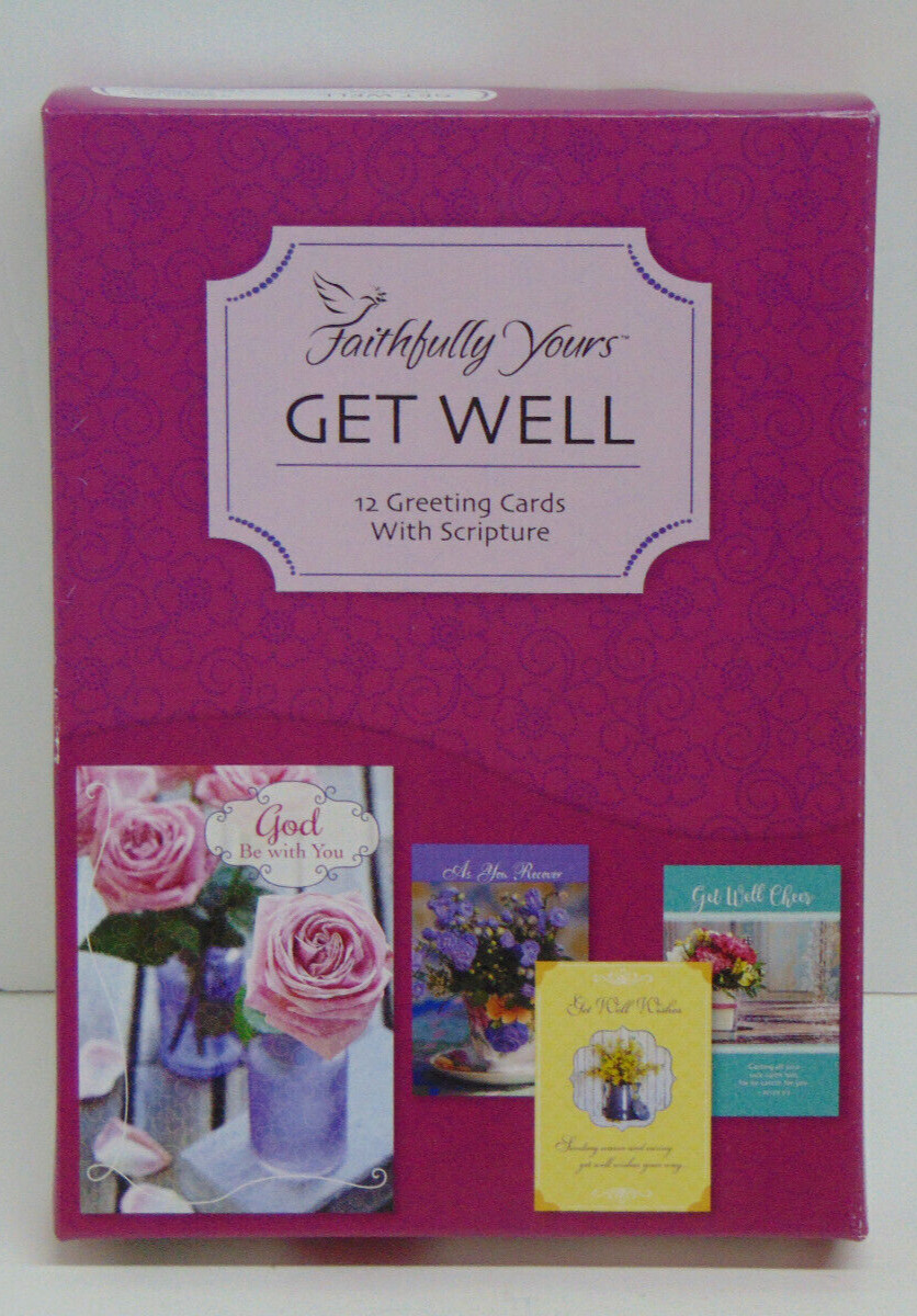 BOX 12 Christian GET WELL Greeting Cards, Bible Scripture & Inspirational Verse gallery