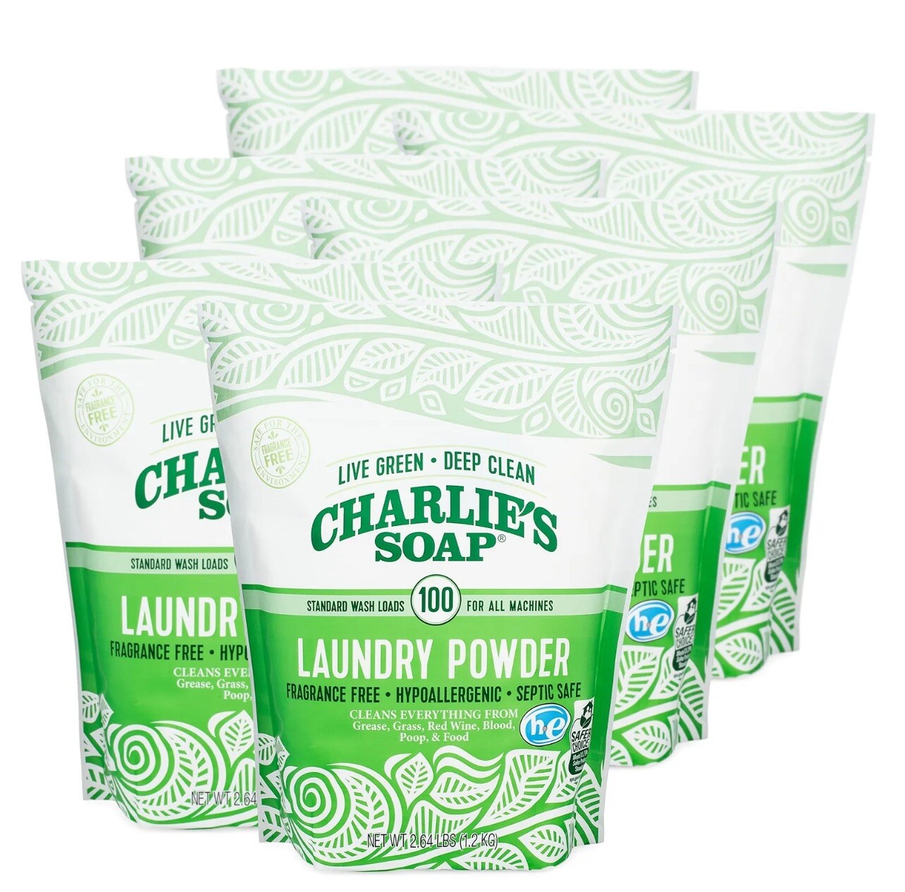 Charlies Soap Laundry Powder (100 Loads, 6 Pack) Hypoallergenic Deep Cleaning gallery