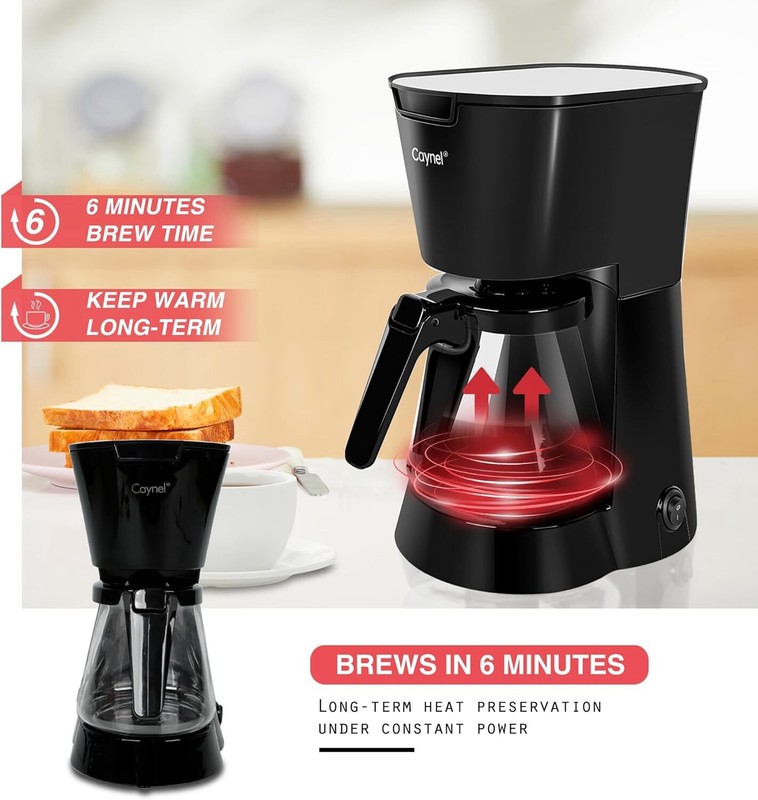 Drip Coffee Machine With 750ML Removable Water Reservoir Permanent Filter Black gallery