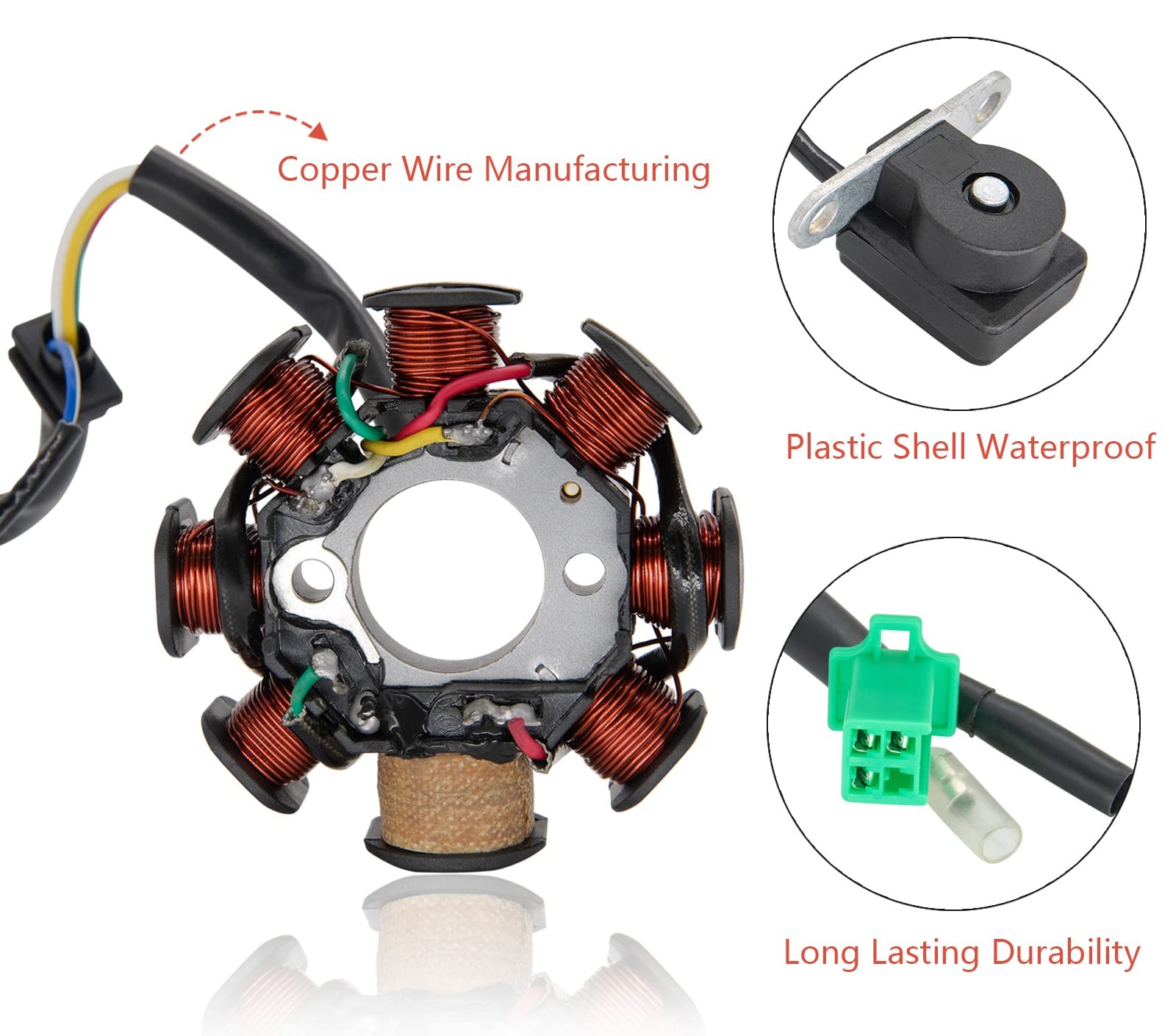 Ignition Stator Magneto AC 8 Pole 5 Wire Coil Scooter For GY6 50CC 60CC 80CC ... gallery
