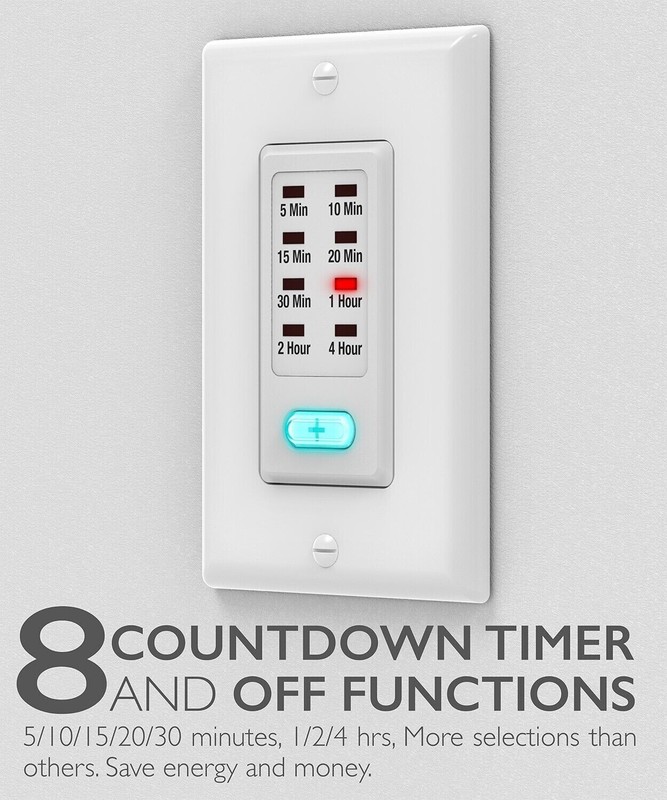 Fosmon In Wall Switch Gang Countdown Programmable Timer Auto Bathroom Fan Light gallery