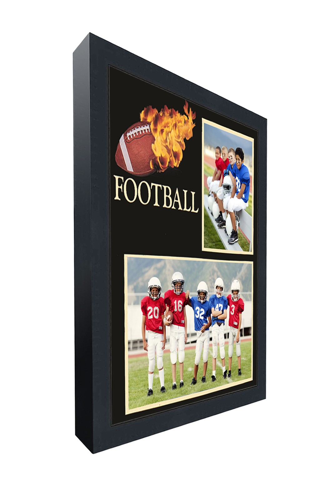 Dynamic Football Theme Black Frame Fits Two Photos Measuring 3x5 and 7x5 Inches gallery