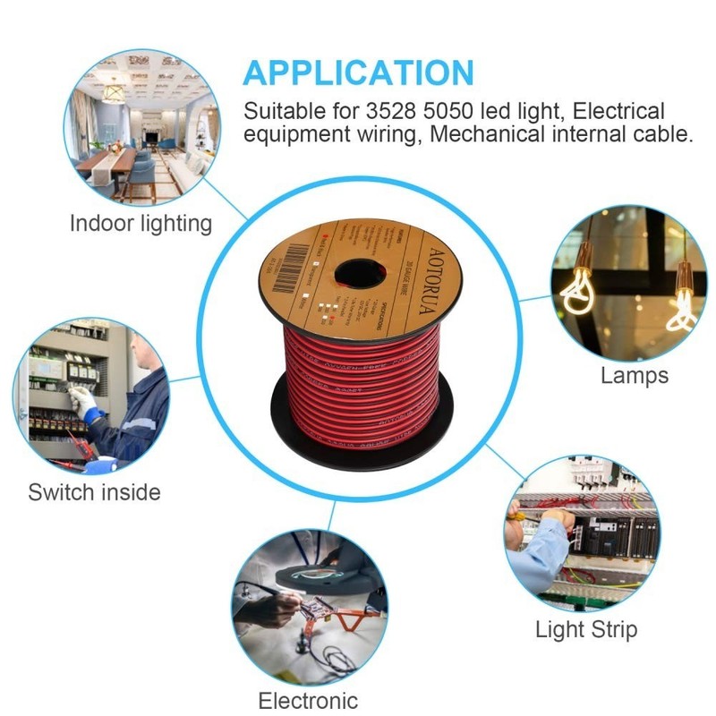 100FT Red & Black 18AWG Electrical Wire for Easy Installation and Use gallery