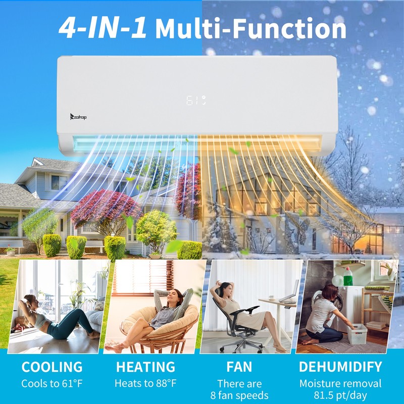 28000 BTU Dual 2 Zone Mini Split Heat Pump Air Conditioner Ductless AC Unit 230V gallery
