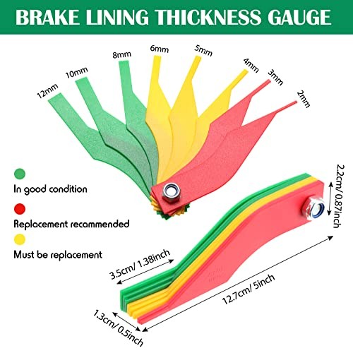 Tire Tread Depth Gauge Brake Lining Gauge Set Color Coded Tire Brake Lining 30 gallery