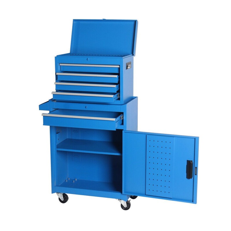 5-Drawer Rolling Tool Chest Lockable Wheel 2 in 1 Detachable Top Box Tool Cart gallery