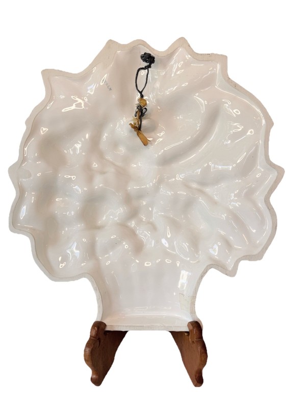 Italian White Ceramic Bas-Relief Fruit Basket, Blanc De Chine Wall Hanging 13x11 gallery