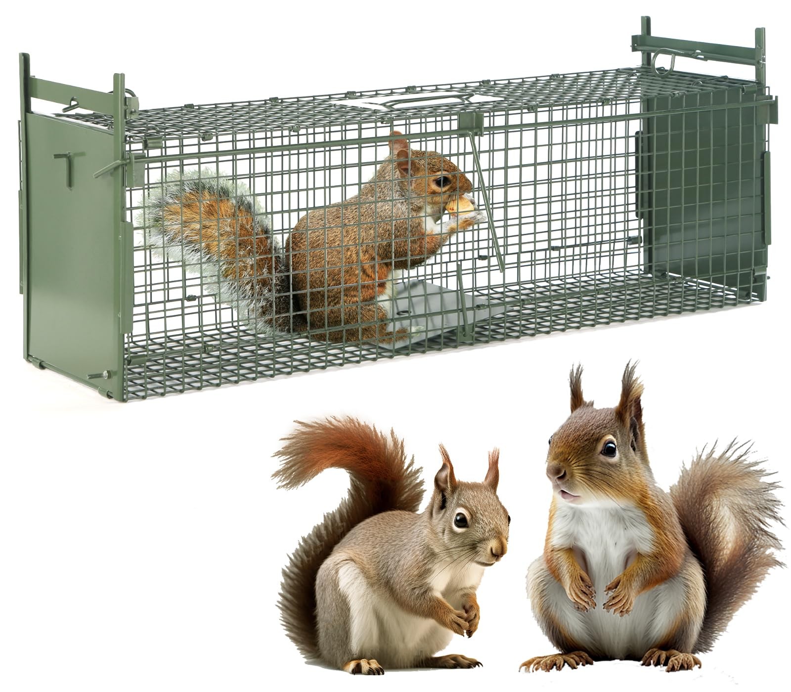 26 Inch 2Door Live Animal Trap For Stray Cat Up To 5.5 Lbs Pedal Trigger gallery