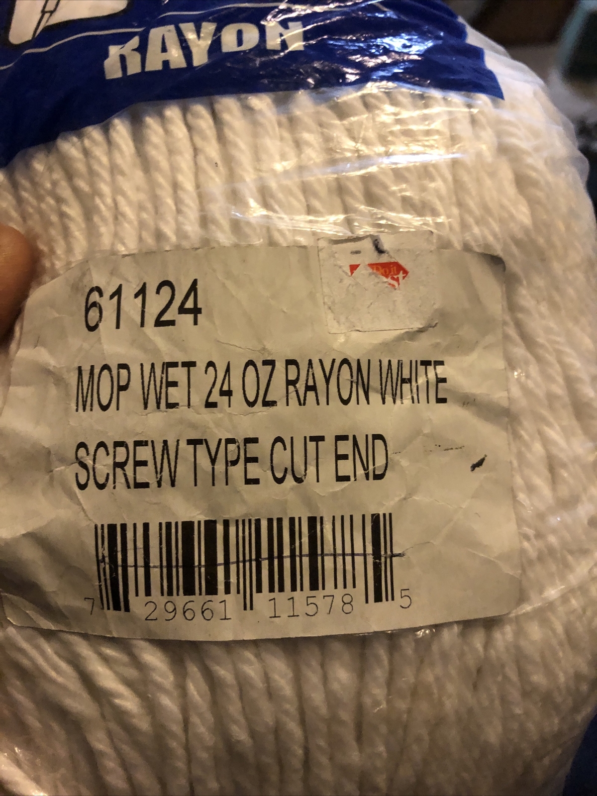 Impact 61124 Layflat Screw-Type Regular Cut-End Rayon Wet Mop Head, 24 oz, White gallery
