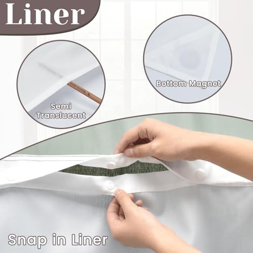 No Hook Slub Textured Shower Curtain with 71"W x 74"L (Pack of 1) Dark Green gallery