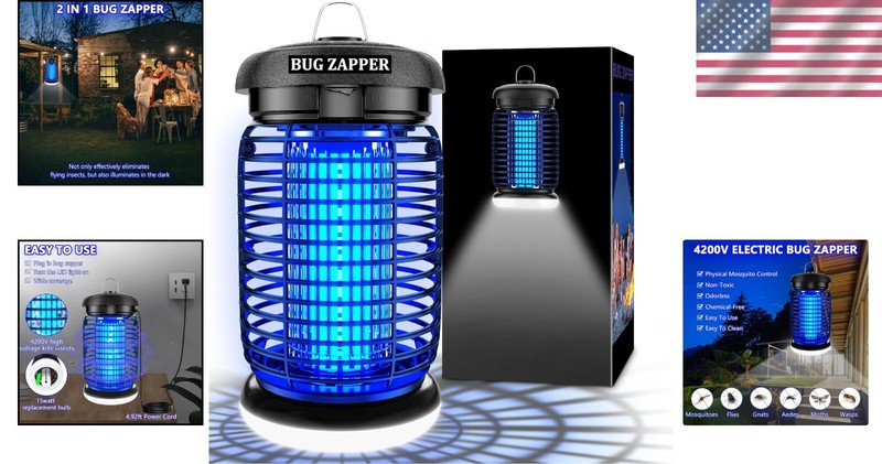 Durable Electric Bug Zapper Indoors & Outdoors - Wide Coverage 1500 sq ft gallery