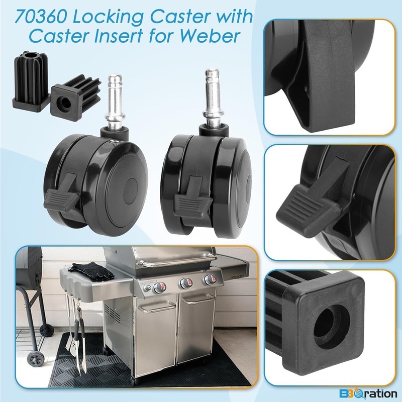 70360 Locking Caster w/Insert for Weber Genesis S310 S320 E310 E320 S330 gallery