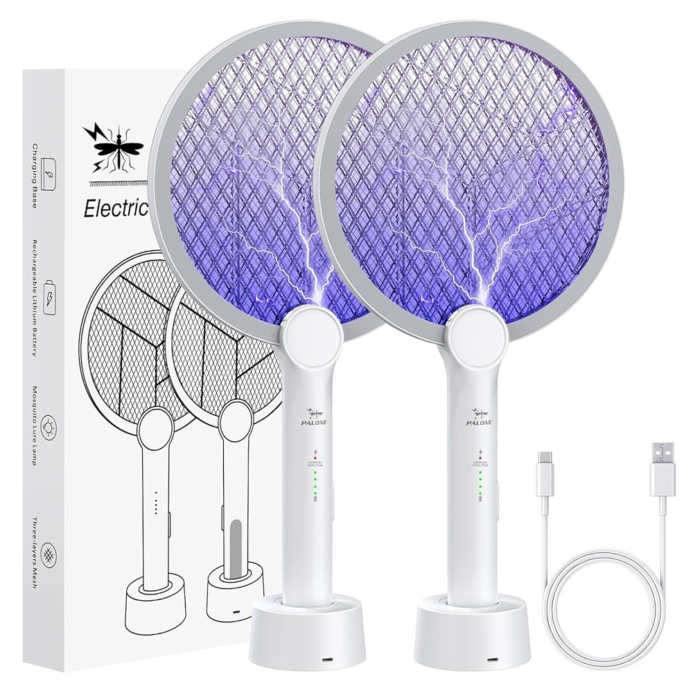 4000V 2PCS Bug Zapper Racket Electric Fly Swatter,2 in 1 Mosquito Killer,1800mAh gallery