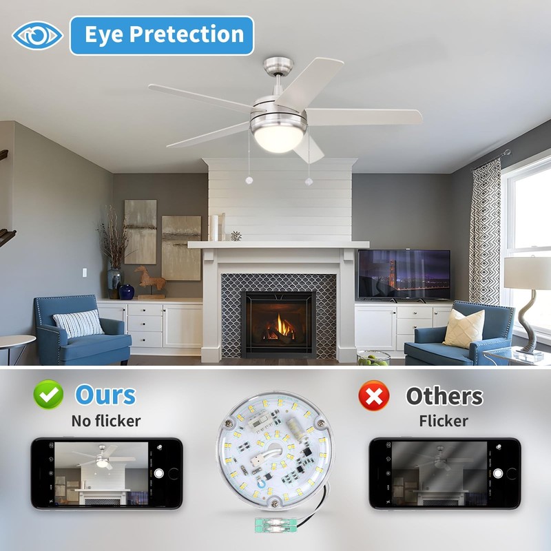 4 Inch Ceiling Fan LED Light Replacement, 18W 2200LM 3CCT 3000/4000/5000K gallery