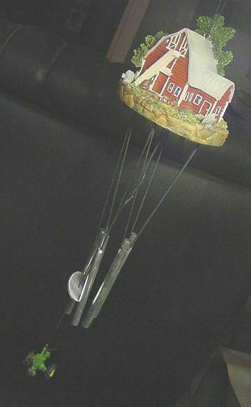 JOHN DEERE Red BARN TRACTOR WIND CHIMES farm home decor house yard tree lawn gallery