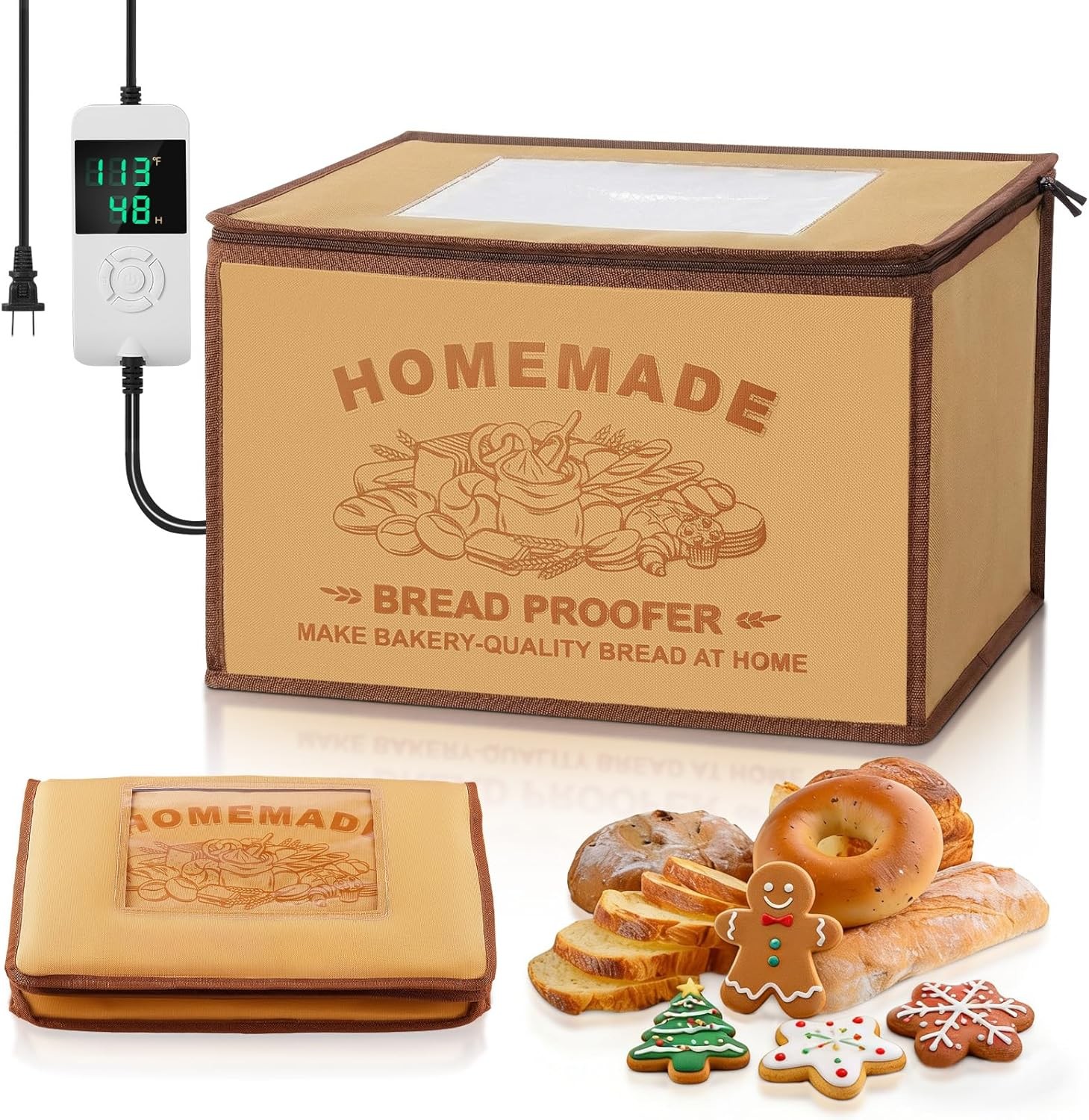Bread Proofing Box, 32-113°F Temp Control & 48H Timer, Folding Dough Proofing gallery