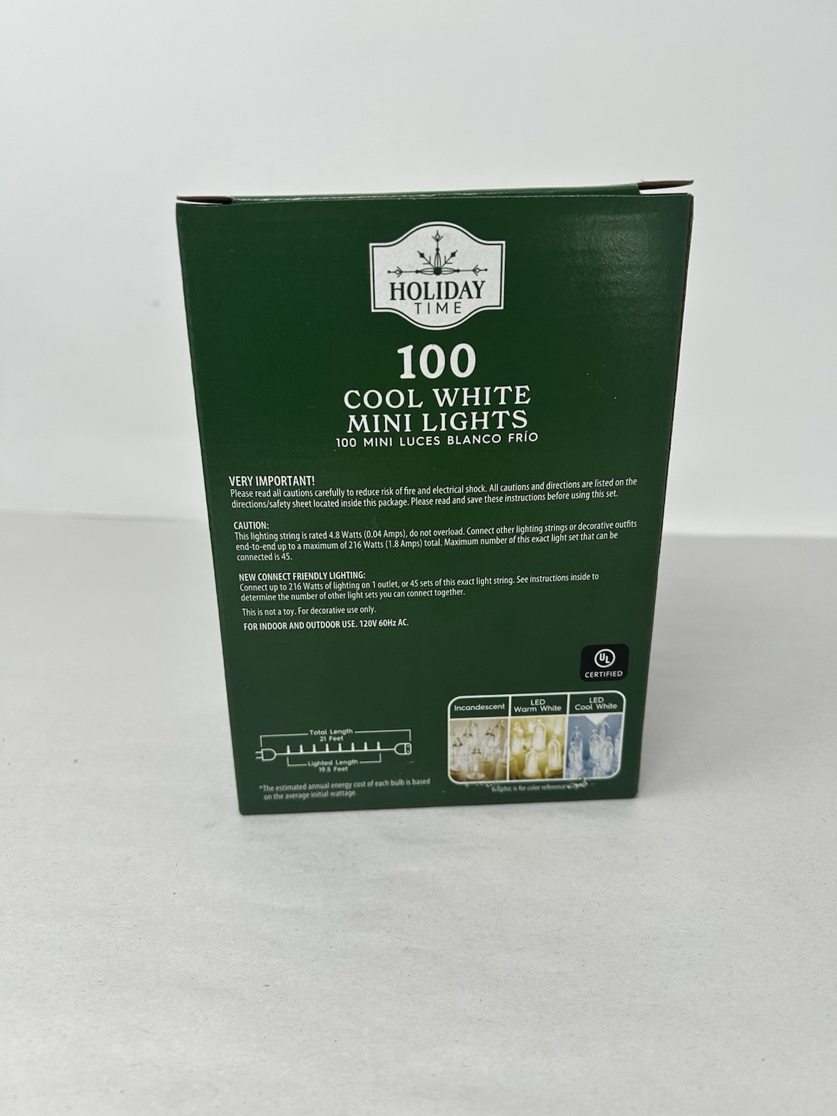 Holiday Time Clear Mini LED Light String 100 Ct Christmas Cool White GREEN Wire gallery