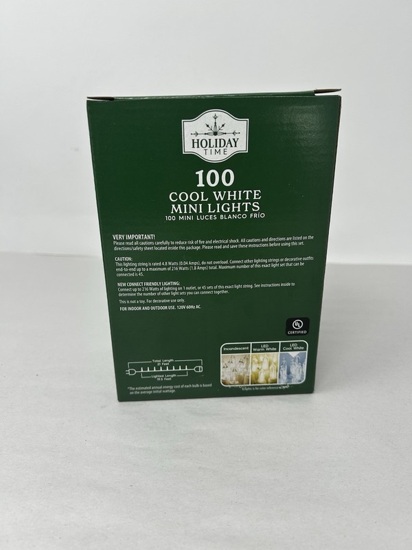 Holiday Time Clear Mini LED Light String 100 Ct Christmas Cool White GREEN Wire gallery