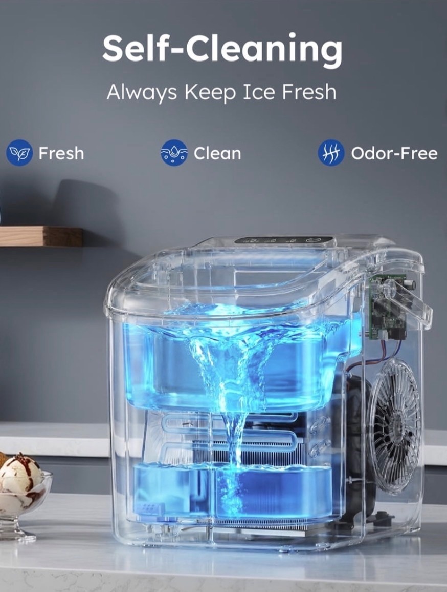 Simzlife 26 lbs/24H Countertop Ice Maker Machine, 9 Bullet-Shaped Ice in 6 Min, gallery