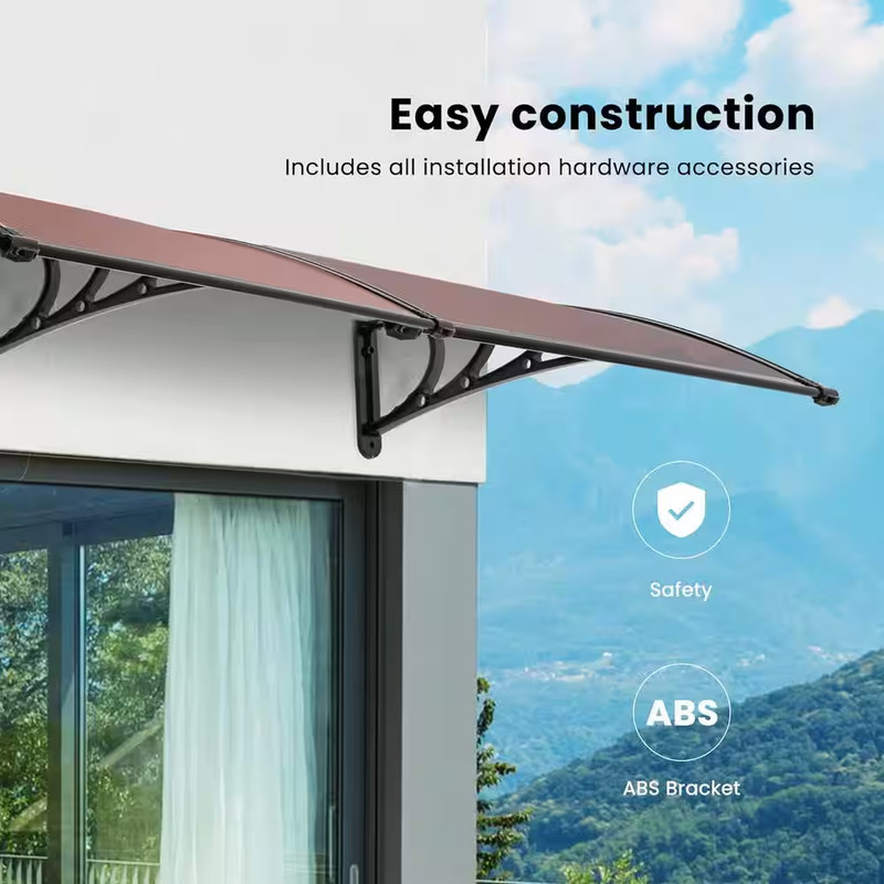 13 Ft. Polycarbonate Window Door Fixed Awning (11 In. H X 38 In. D) in Brown and gallery
