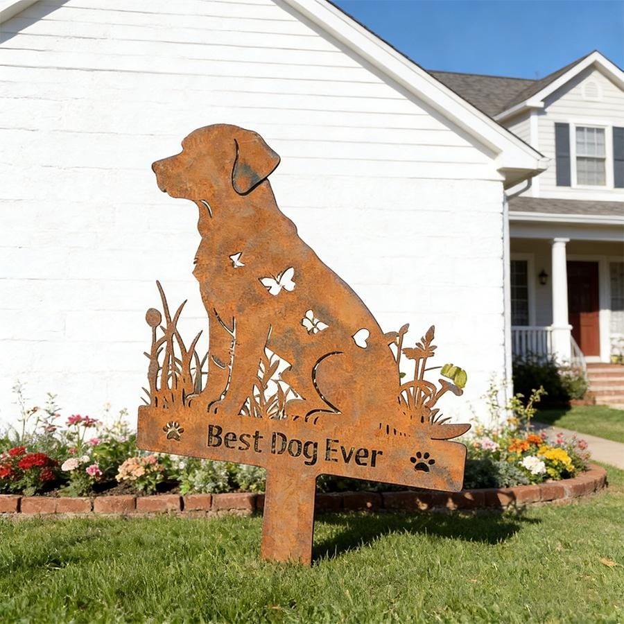 Custom Labrador Garden Stake, Rustic Dog Yard Decor Gift Plaque gallery