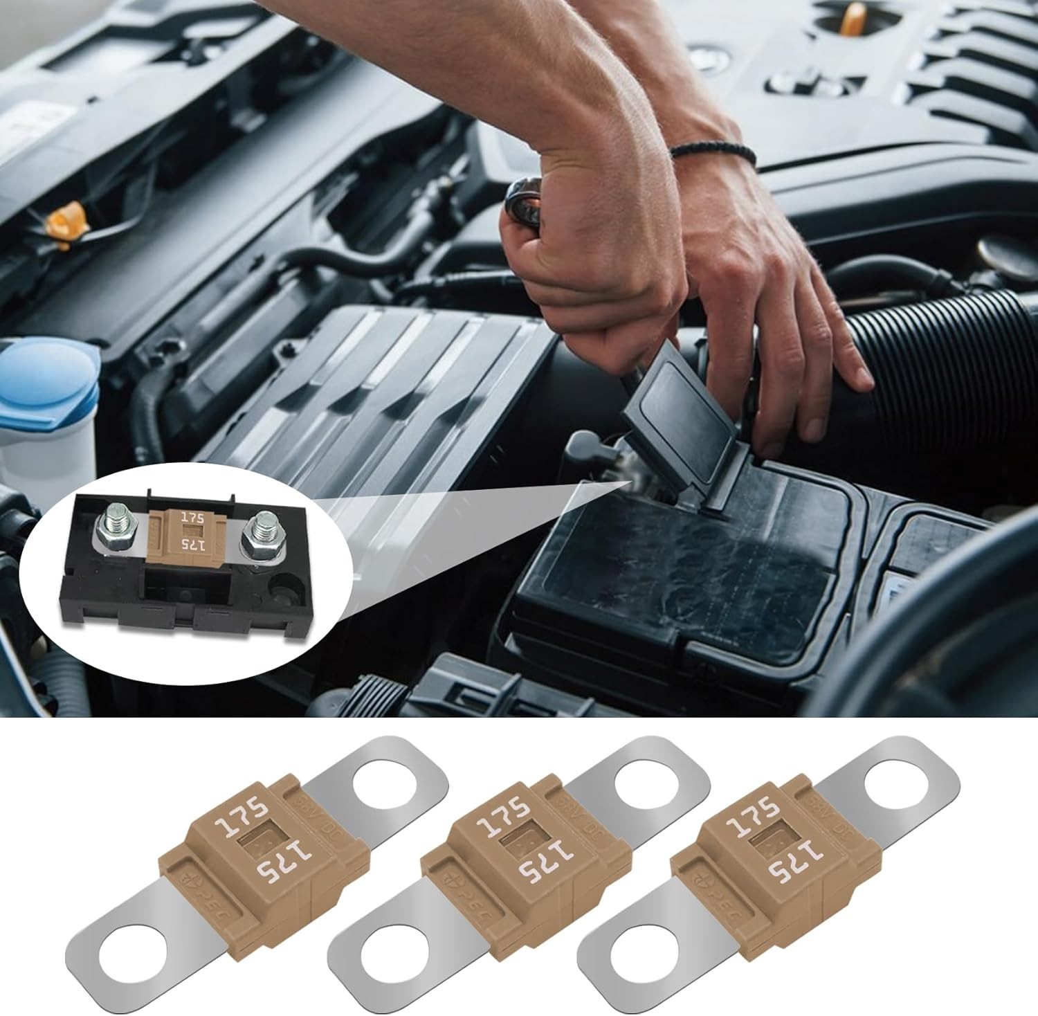 3PCS 175 Amp Bolt-on High Current Fuse, Universal Automotive Repla Color: 175A gallery