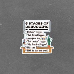 6 Stages of Debugging Programming Sticker for Developers #5100
