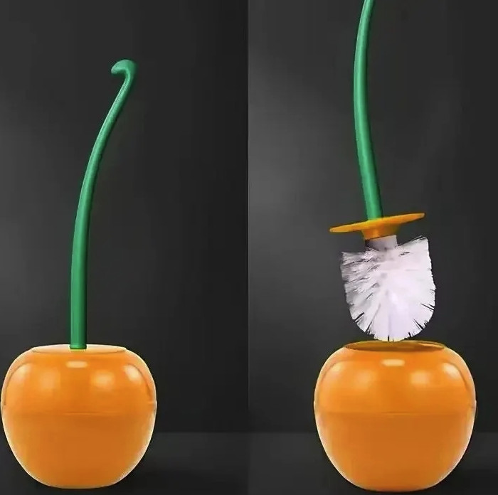 1pc Cherry Shape Toilet Brush Holder Set Bathroom Cleaning Brush - NEW gallery