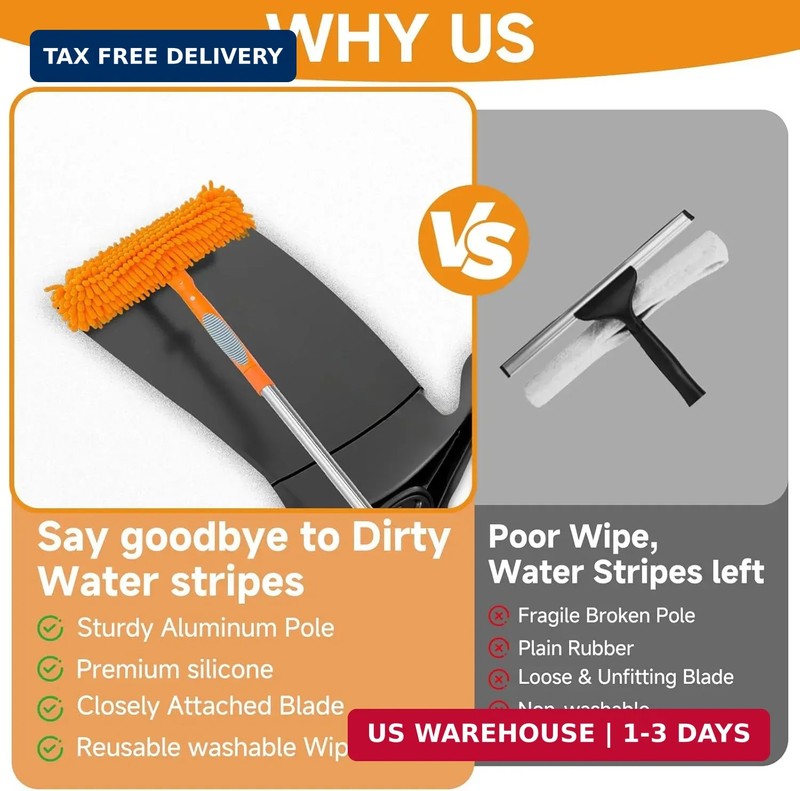 67" Squeegee Window Cleaner 2 in 1 Rotatable Window Cleaning Tool Kit with Exten gallery