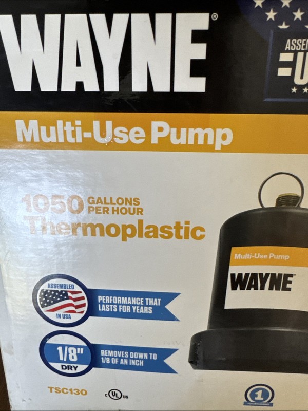 Wayne TSC130 Switchless Switch 1/4 HP 1050 GPH 120V Submersible Utility Pump NEW gallery