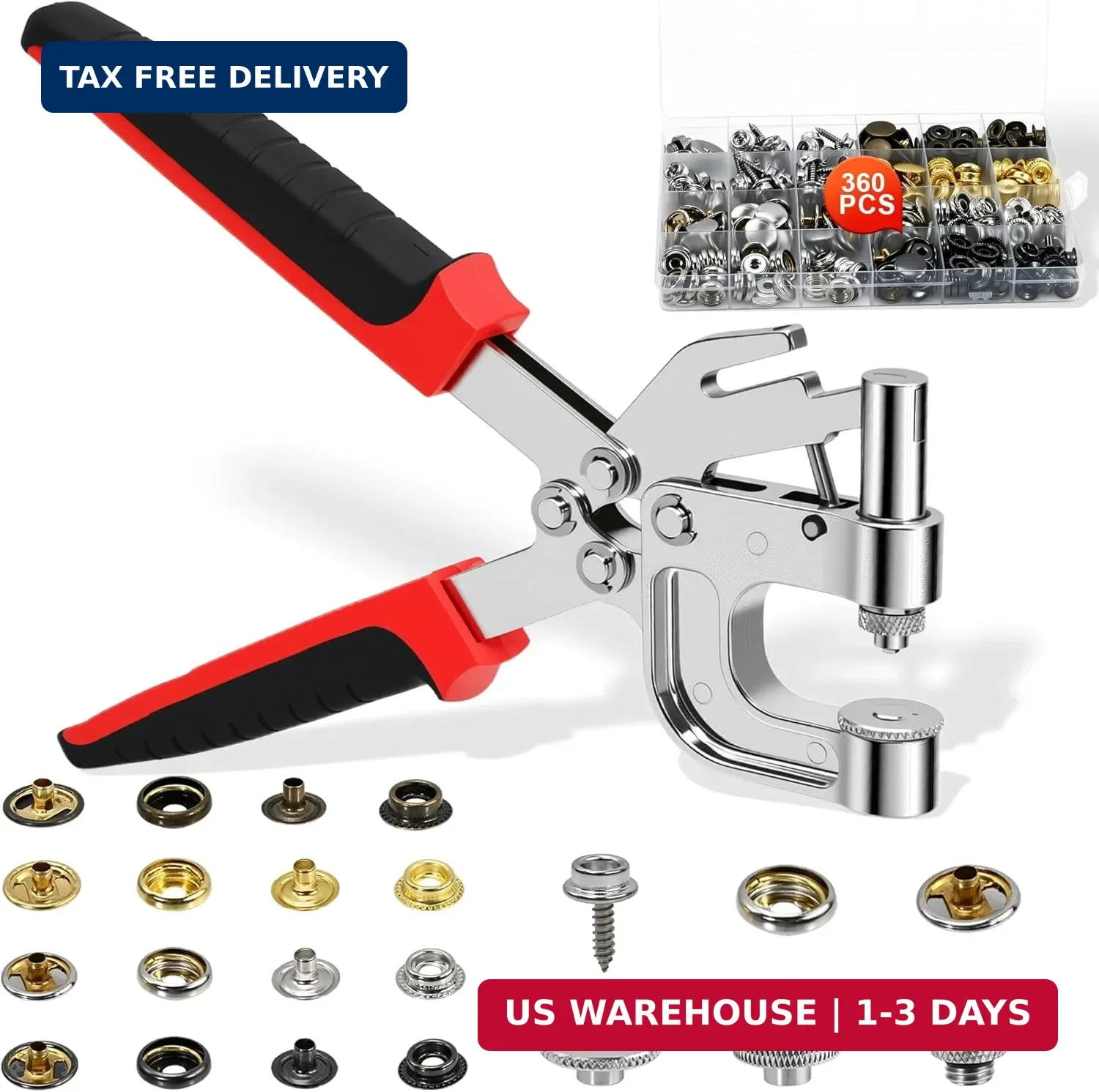 Snap Fastener Tool Kit - Heavy Duty Snap Pliers with Built-in Punching for Canva gallery